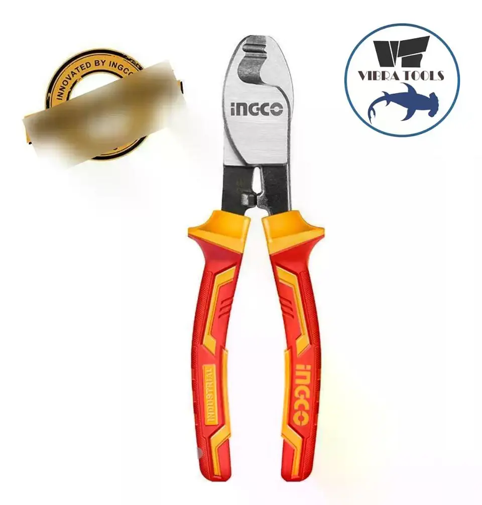 Alicate Corta Cables Aislado 6 Pulgadas Ingco Industrial  Amarillo Y Rojo 2