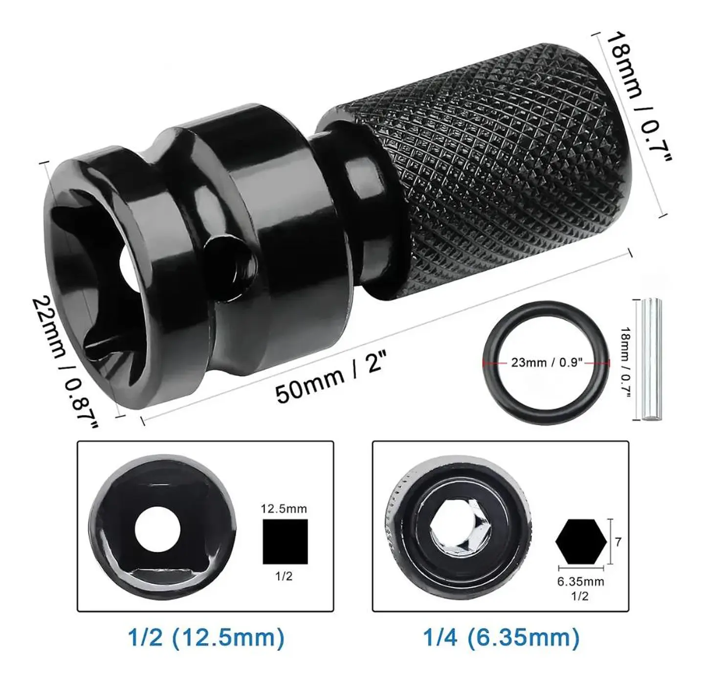 Adaptador De Impacto 1/2 Pulgada Punta Hexagonal 1/4 Torden 3