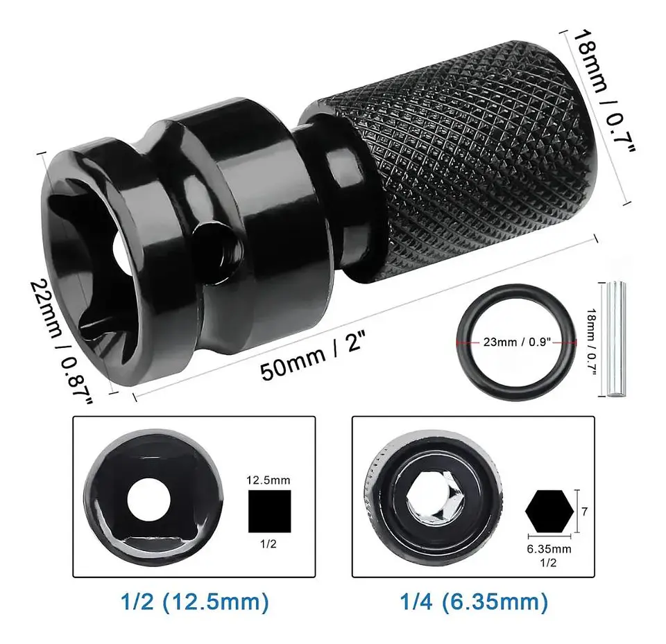 Adaptador De Impacto 1/2 Pulgada Punta Hexagonal 1/4 Torden 3