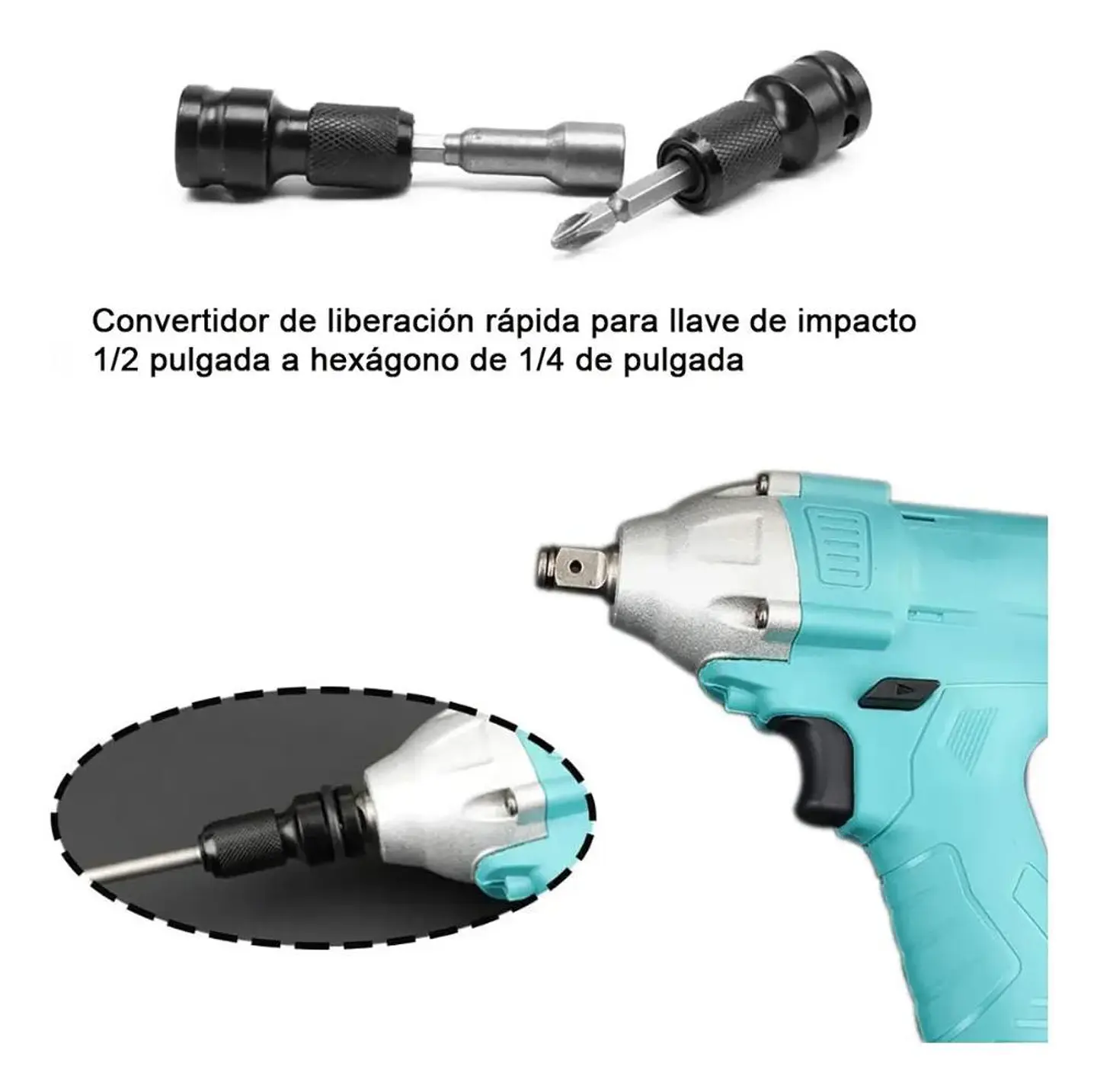 Adaptador De Impacto 1/2 Pulgada Punta Hexagonal 1/4 Torden 7