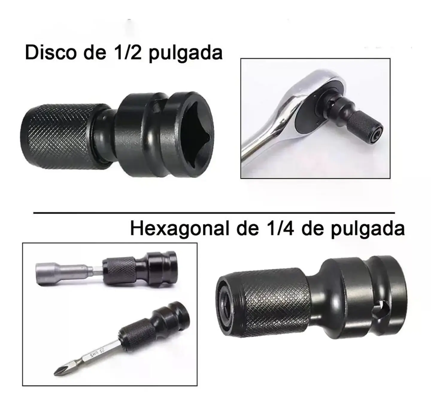 Adaptador De Impacto 1/2 Pulgada Punta Hexagonal 1/4 Torden 8