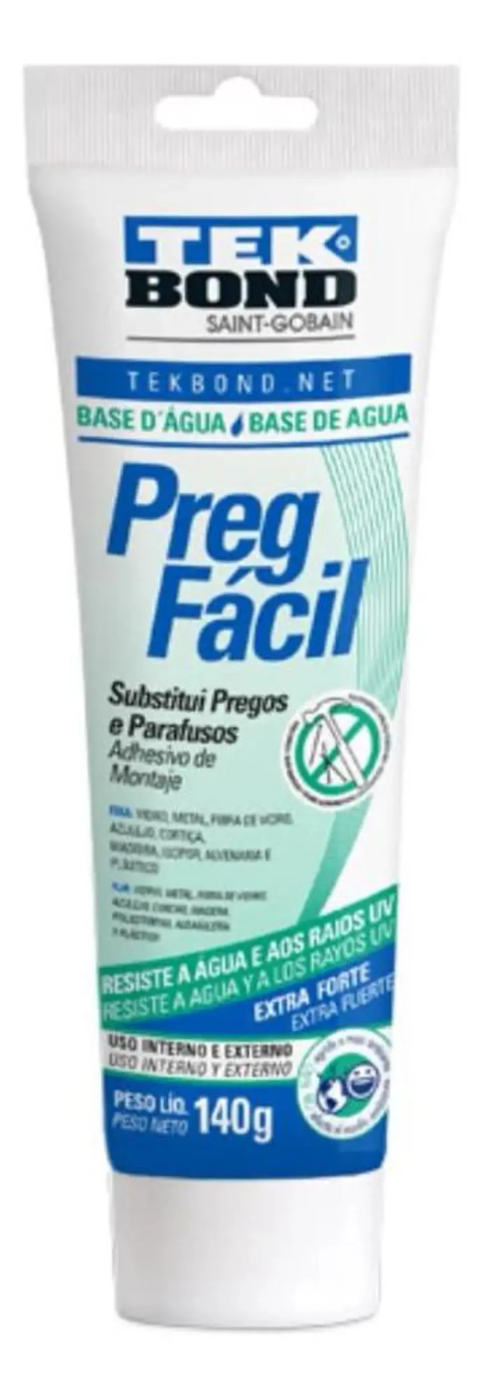 Adhesivo De Montaje Sin Clavos Pega Facil 140g Tekbond Tubo Blanco 7