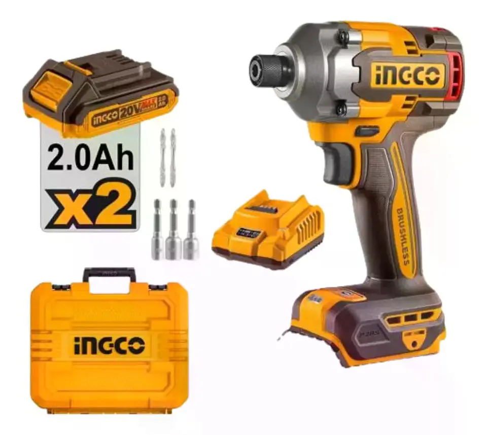 Atornillador De Impacto Bl 285 Nm Ingco + 2 Bat Cirli2028 Naranja 20v 2