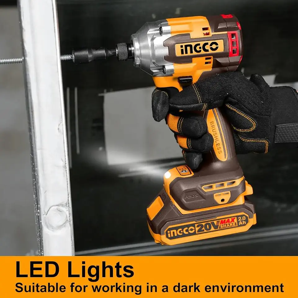 Atornillador De Impacto Bl 285 Nm Ingco + 2 Bat Cirli2028 Naranja 20v 5
