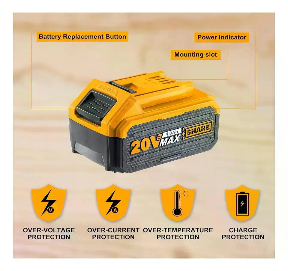 Batería De Litio 20v 4ah Para Herramientas Ingco P20s 4