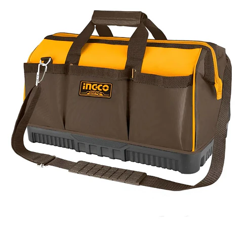 Bolso De Herramientas Industrial Ingco 18 Bolsillos 24 PuLG Marrón