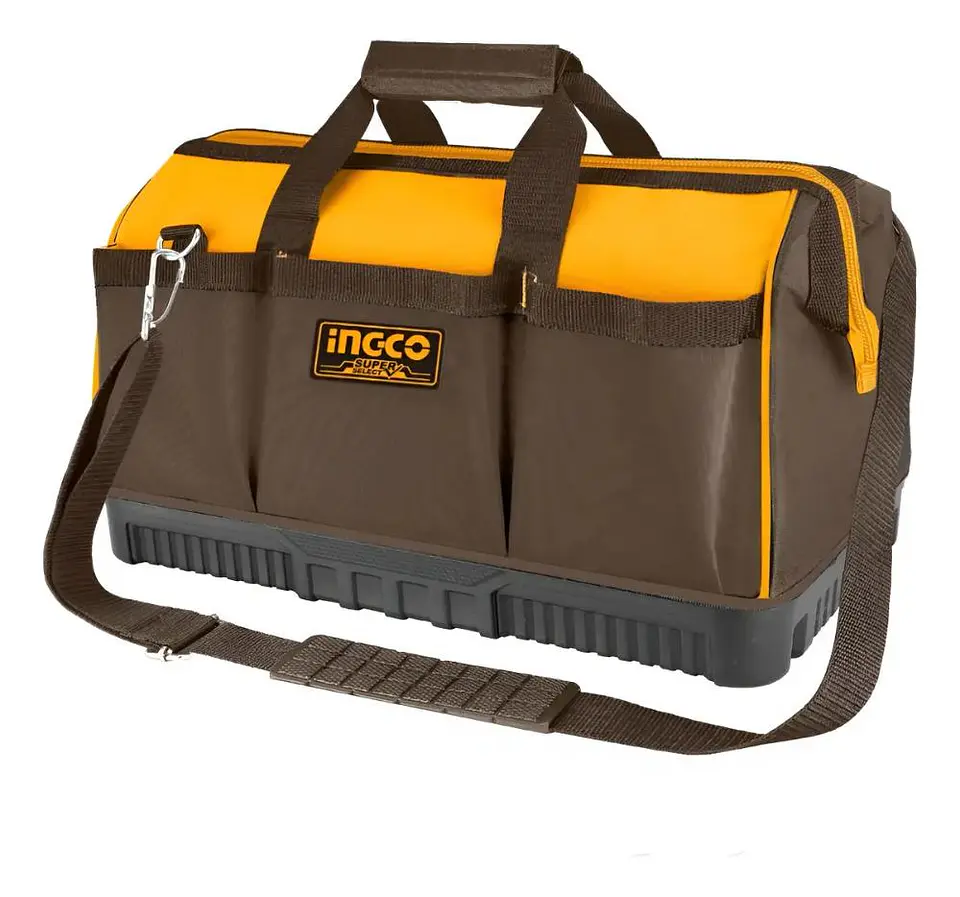 Bolso De Herramientas Industrial Ingco 18 Bolsillos 24 PuLG Marrón 1