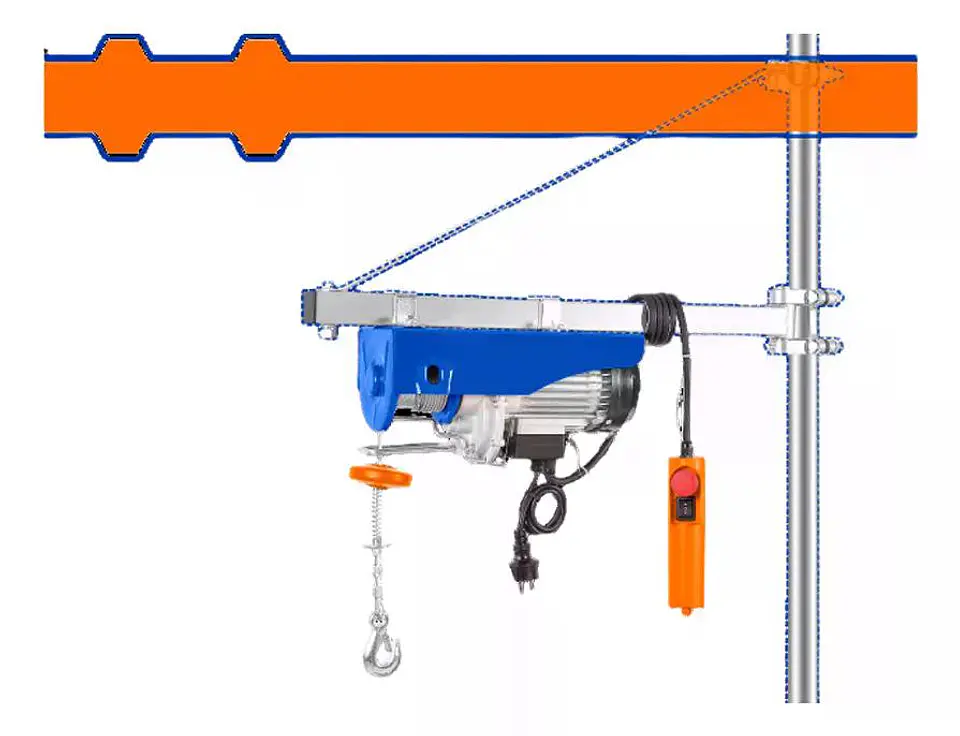 Aparejo Electrico 250-500kg 9mt 18mt Wadfow Weth1a01 Tecle Naranja Y Azul 0 1