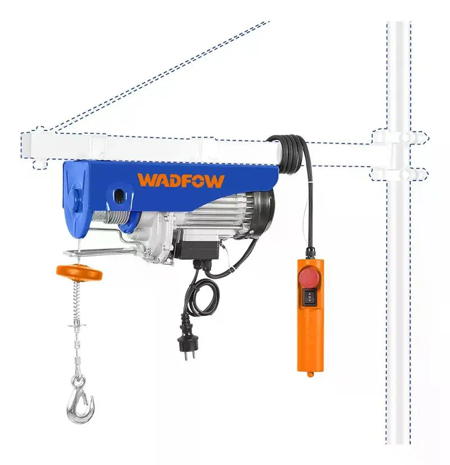 Aparejo Electrico 250-500kg 9mt 18mt Wadfow Weth1a01 Tecle Naranja Y Azul 0 4