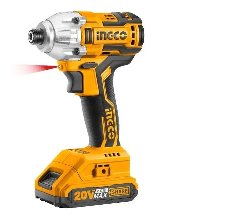 Atornillador De Impacto Ingco 20v + 2 Bat 2 Ah+ Carg + Bolso 20v 2