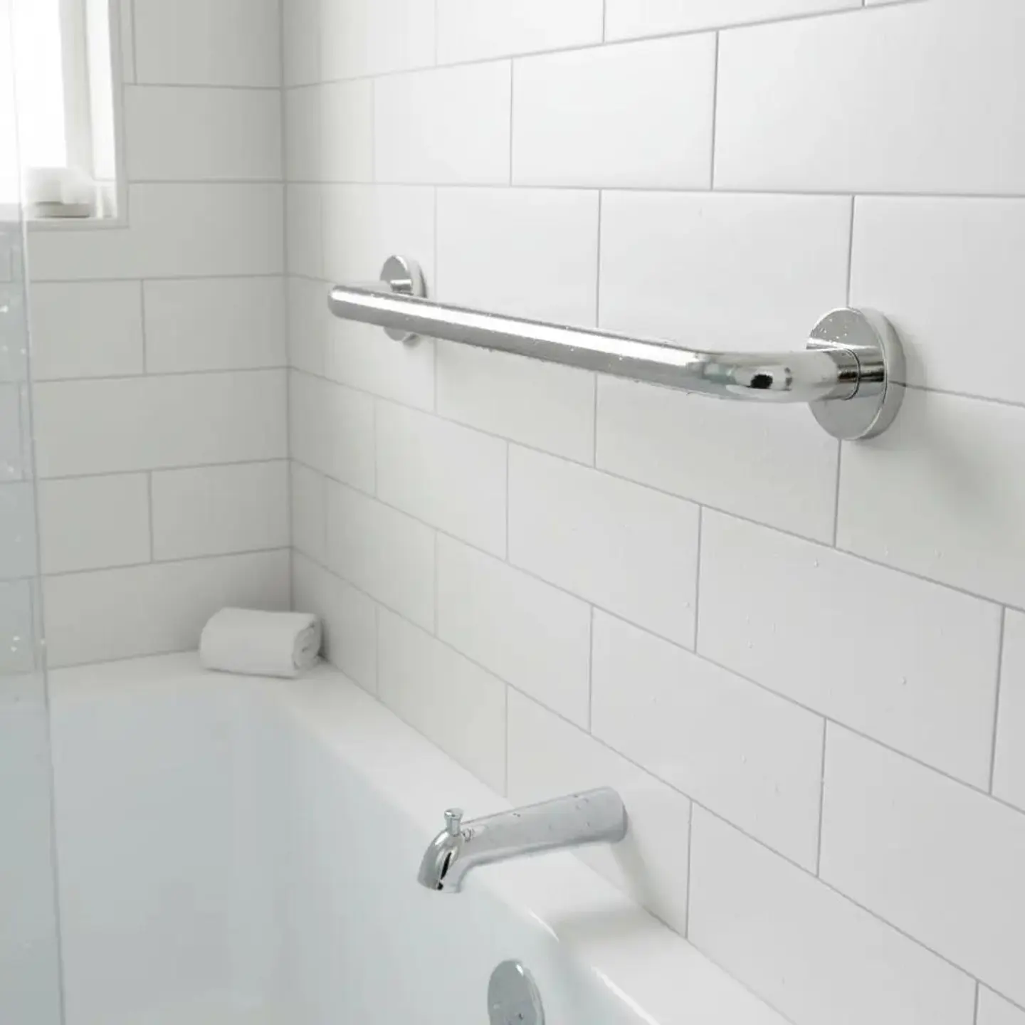 Barra Seguridad Recta Ducha Baño 60 Cm X 3,2 Cm Inoxidable Plateado Gris 2