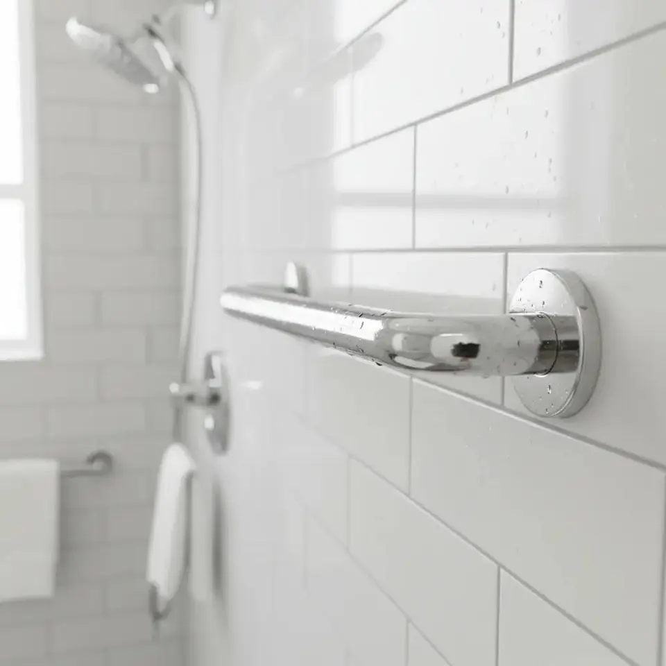 Barra Seguridad Recta Ducha Baño 60 Cm X 3,2 Cm Inoxidable Plateado Gris 4