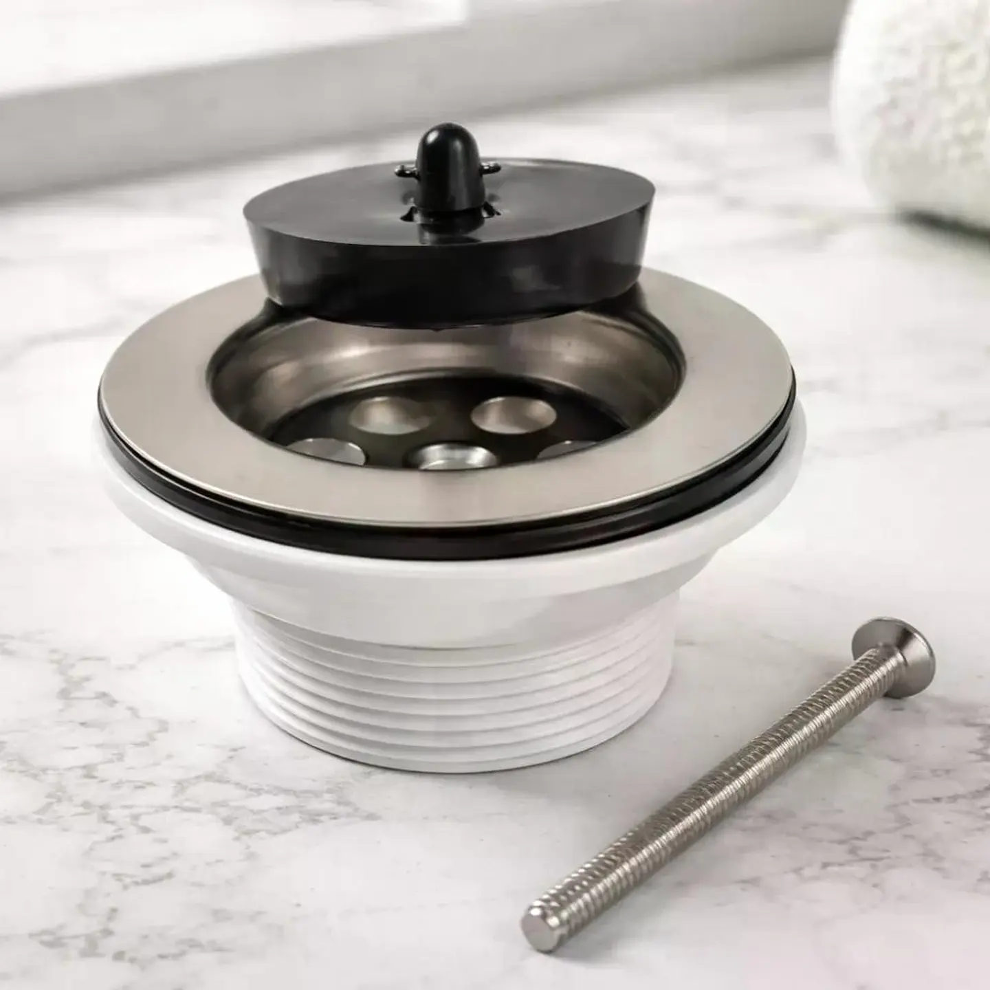 Desague Plastico Para Receptaculo Con Tapon De Goma Taumm Blanco 4