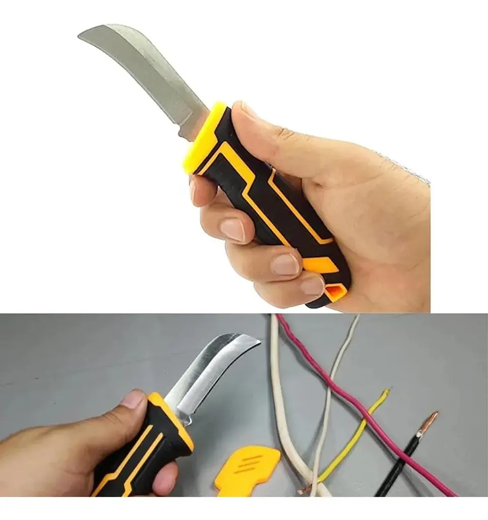 Cuchillo Curvo Pelacable 8'' 200mm Electricista 7