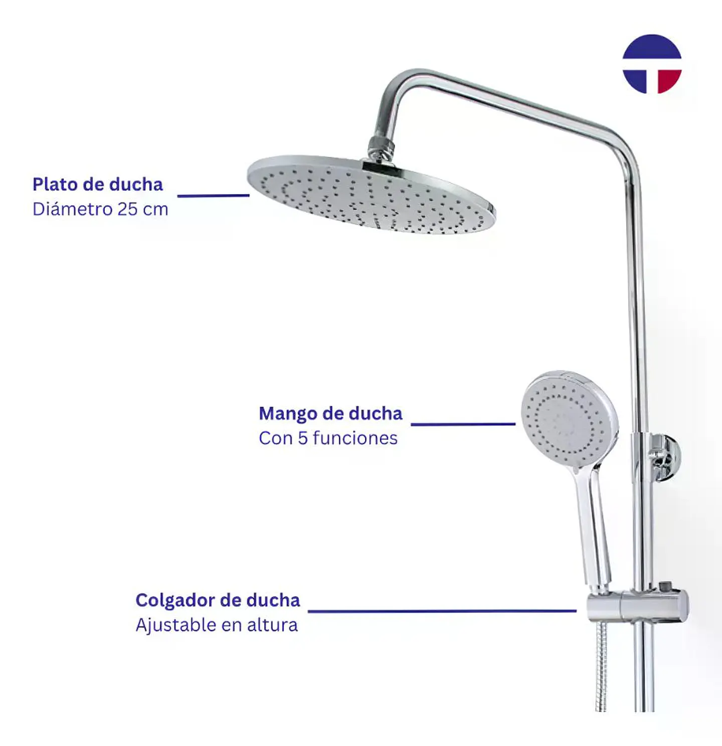 Columna Ducha Circular Con Monomando Ducha 2