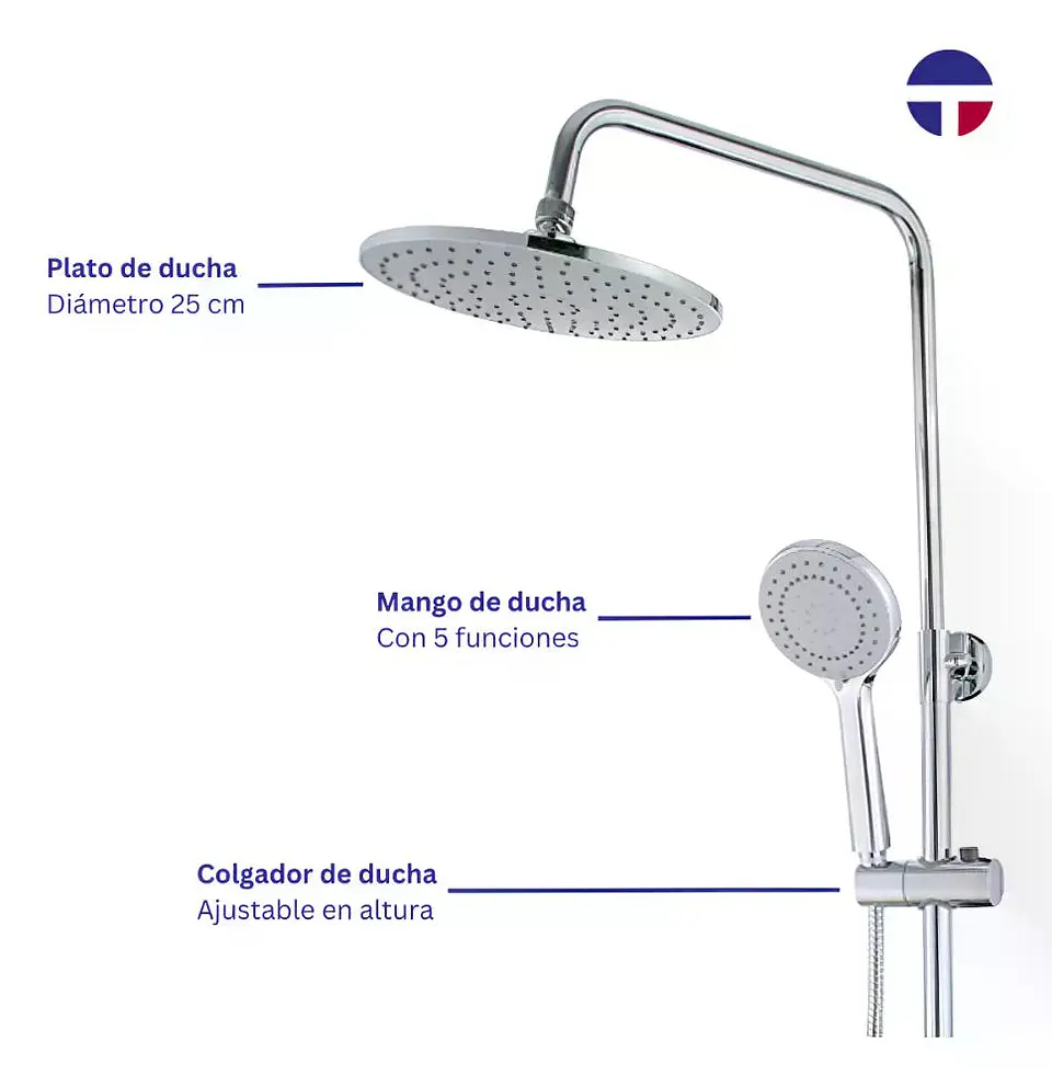 Columna Ducha Circular Con Monomando Ducha 2
