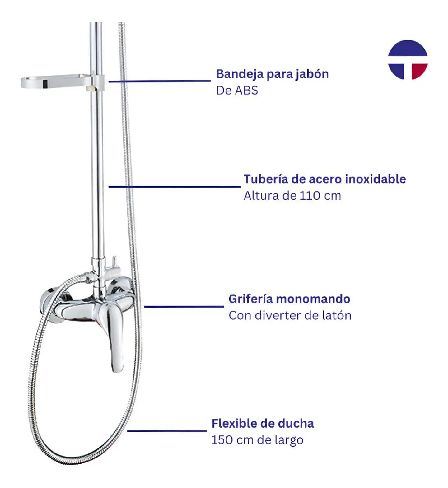 Columna Ducha Circular Con Monomando Ducha 3