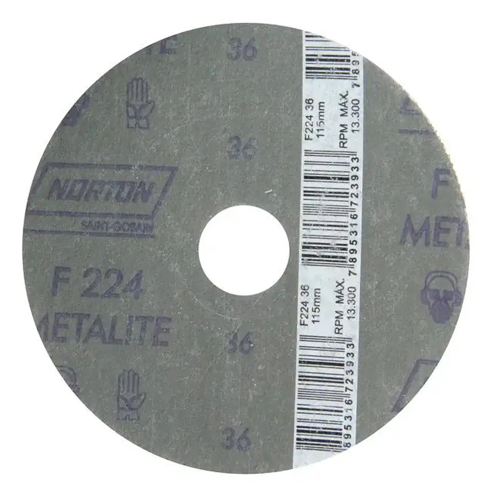 Disco Fibra Desbaste Abrasivo Norton F227 G80 115x22mm 4 1/2 Marrón Oscuro 3