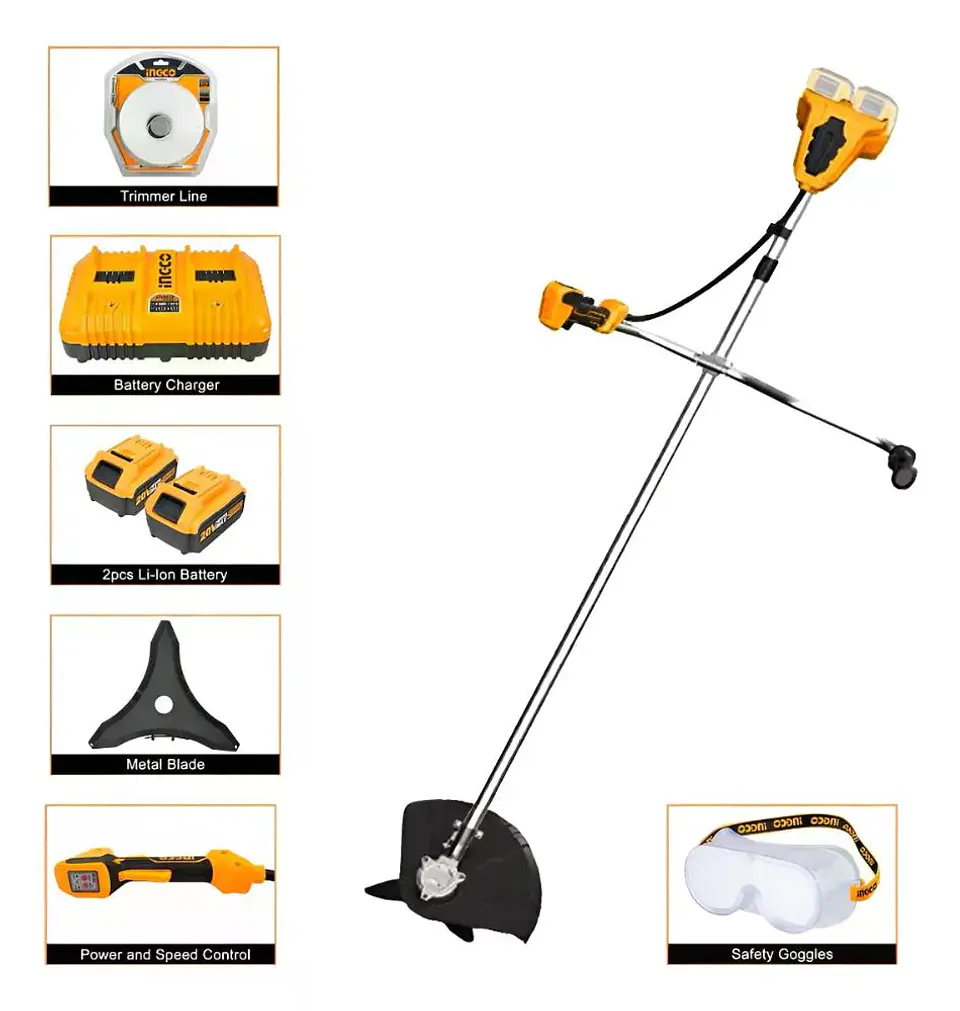 Desbrozadora Desmalezad 40v Industria Ingco +acc Cstli202522 Naranjo/gris 1