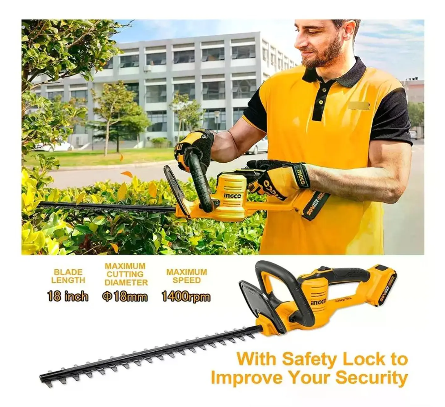 Cortacerco Inalámbrico 2800rpm Ingco Naranja 3