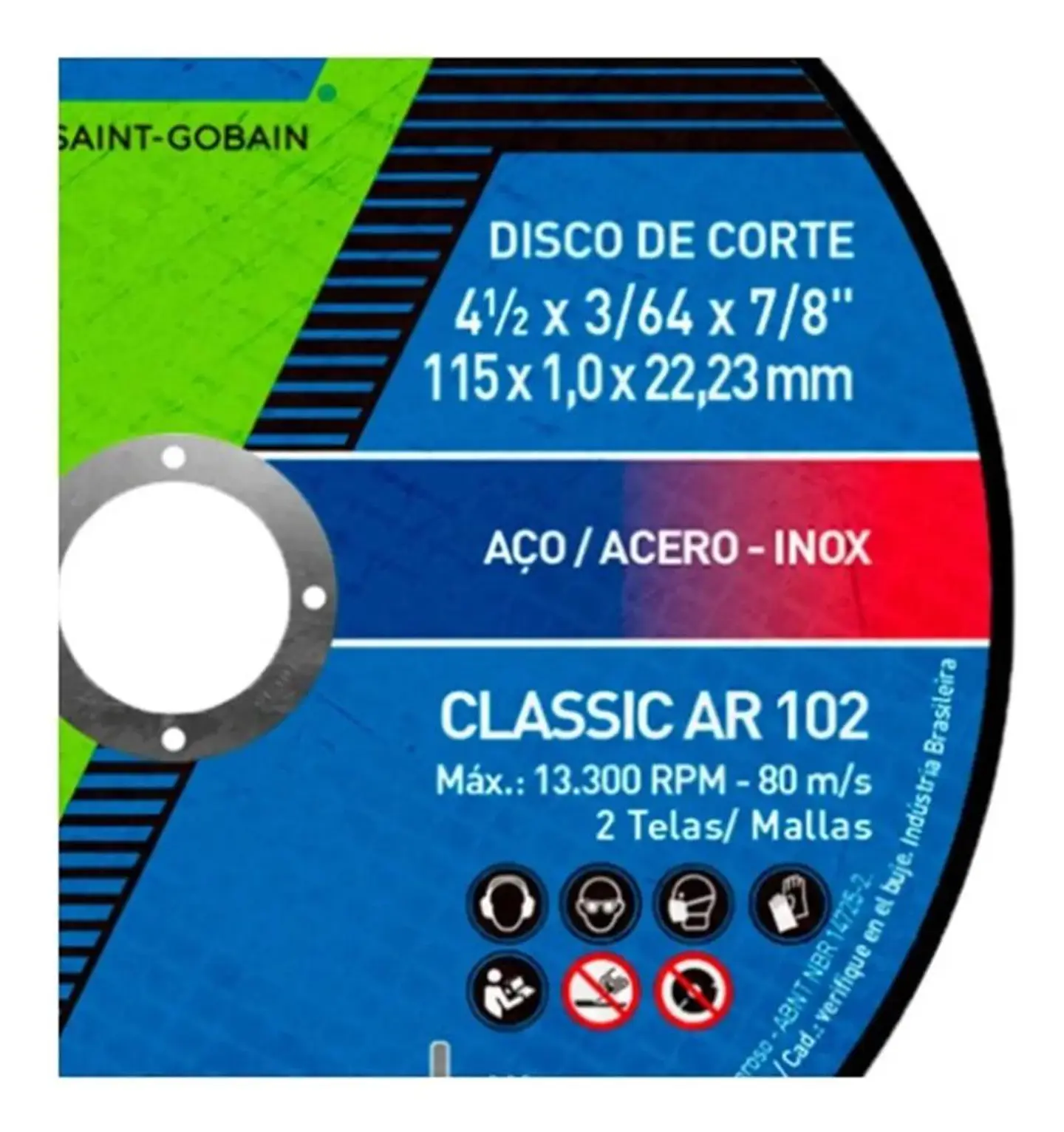 Disco De Corto Fino Norton 4-1/2 Classic Ar 102 Acero - Inox Azul Oscuro 4