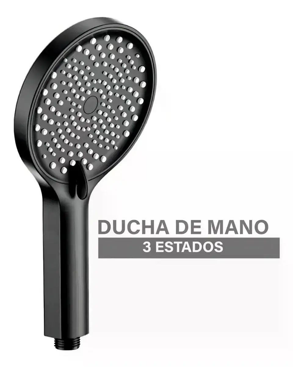 Columna Ducha Negra Con Plato Mango Monomando Notte Taumm 5