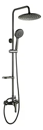 Columna Ducha Negra Con Plato Mango Monomando Notte Taumm - Miniatura 6