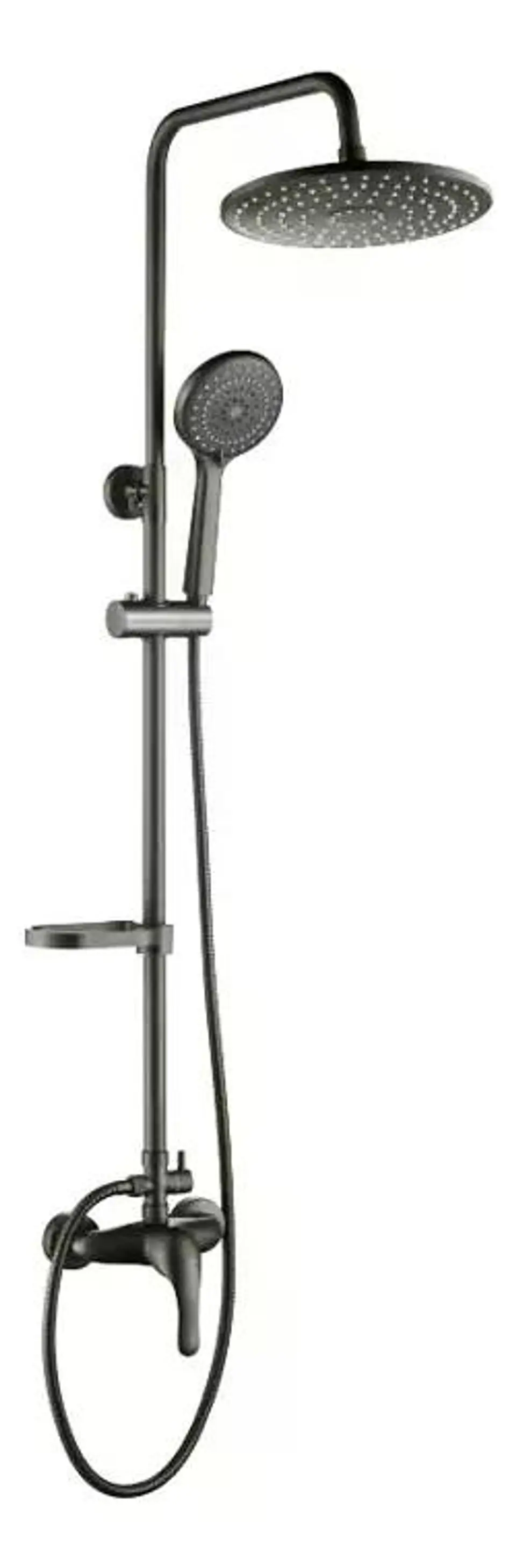 Columna Ducha Negra Con Plato Mango Monomando Notte Taumm 6