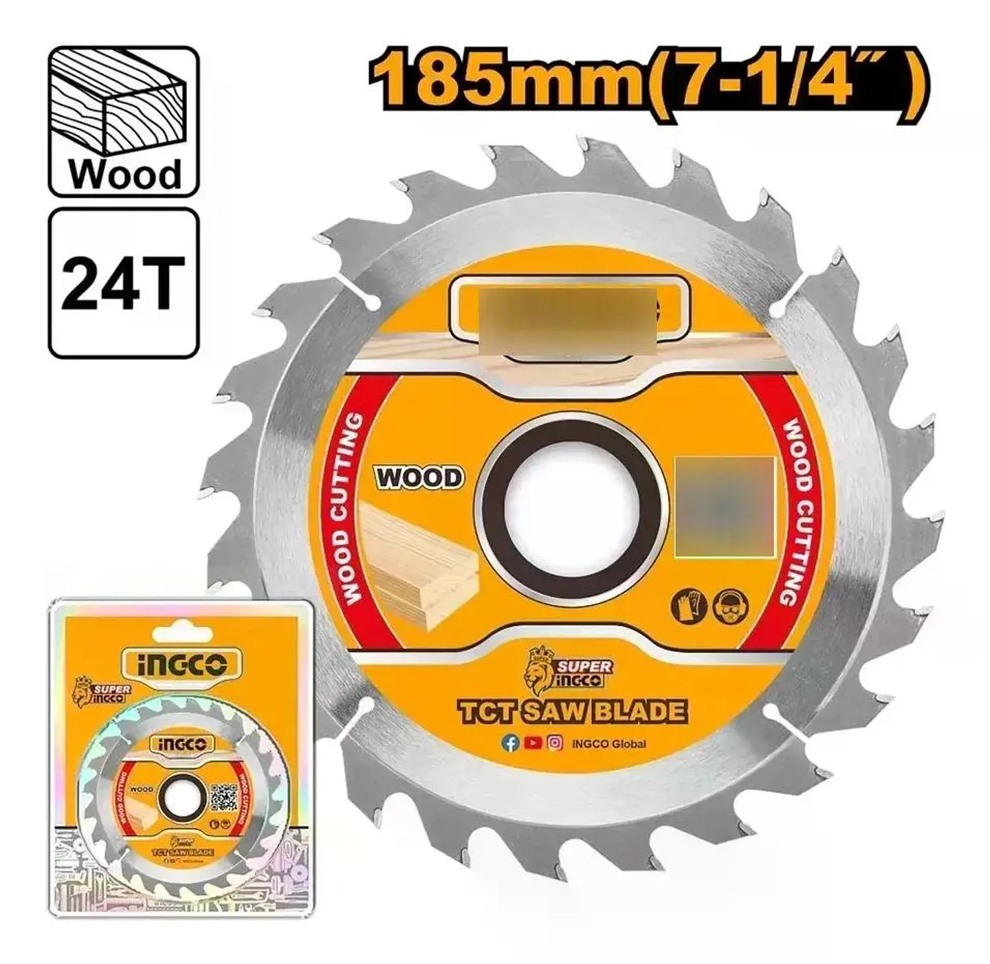 Disco Sierra Circular Madera 24t 185mm 7 1/4 Ingco Tsb118511 Gris 2