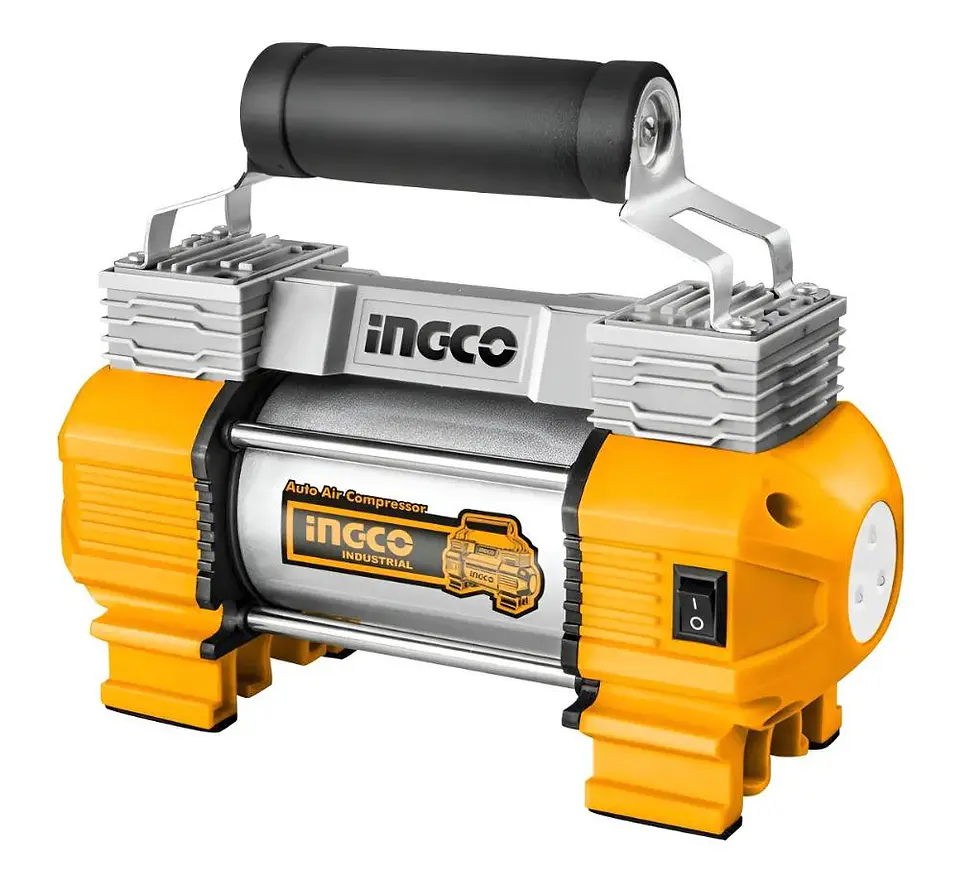 Compresor Auto 12 Volt 18amp Inflador Ingco Aac2508 120ps Gris/naranja 1