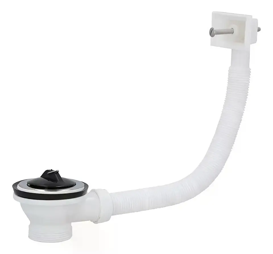 Desague Plastico Lavaplatos 1 1/2 Con Tubo Rebalse Taumm Blanco 1