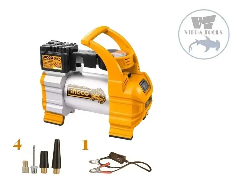 Compresor De Aire Para Auto Ingco 12v 140 Psi 10 A + 5 Acces 3