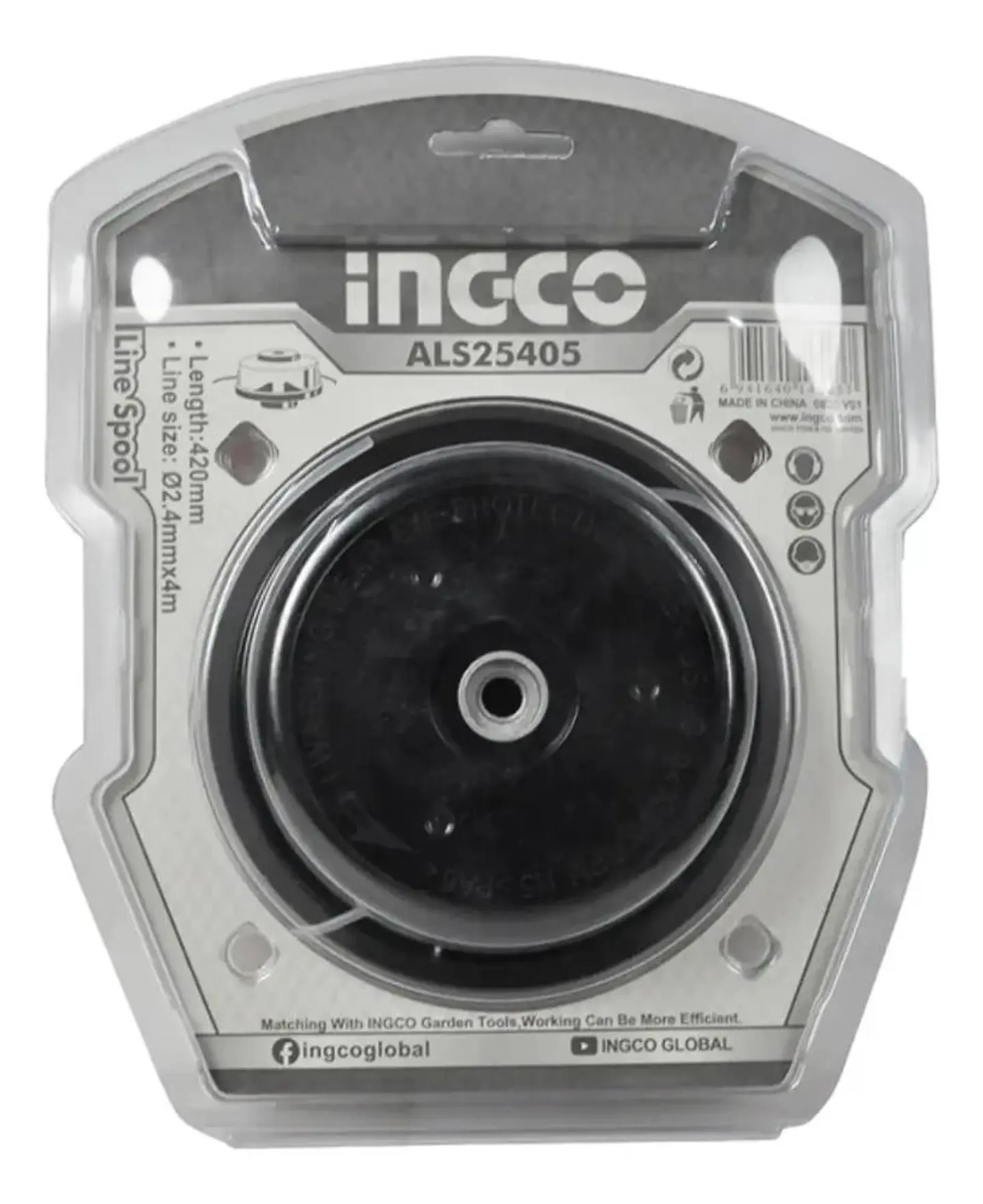 Carrete Hilo Para Orilladora 2,4 Mm X 4 M Ingco Als25405 Negro 2