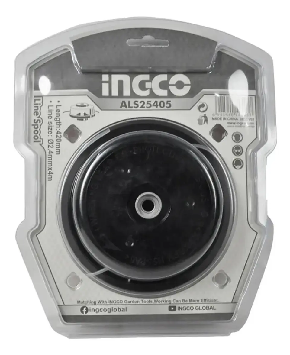 Carrete Hilo Para Orilladora 2,4 Mm X 4 M Ingco Als25405 Negro 2