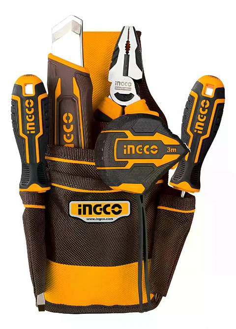 Cinturon Coleto Porta Herramientas Ingco 5 Bolsil Htbp040128 Amarillo