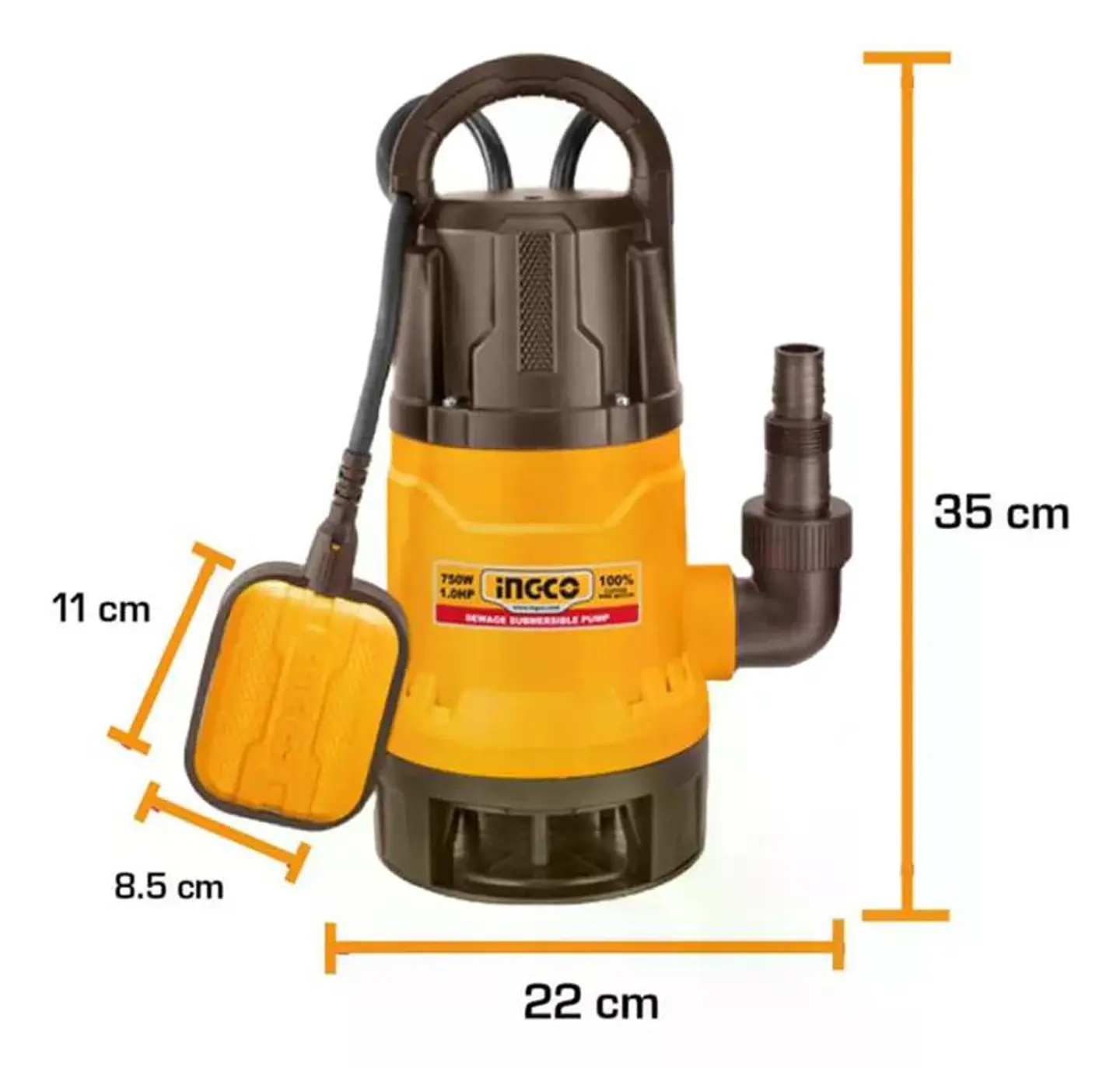 Bomba Sumergible Plastica 750w Ingco Spd7508 Amarillo Amarillo 2