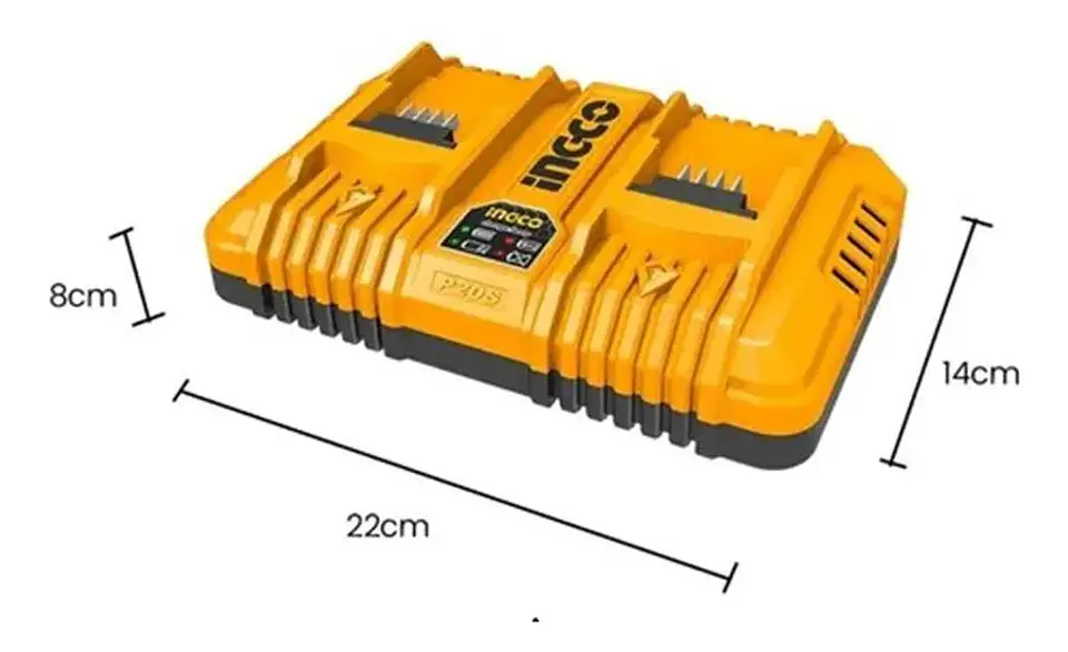 Cargador Doble De Baterías Rápido 20v 2, 4, 5 Ah Ingco 5