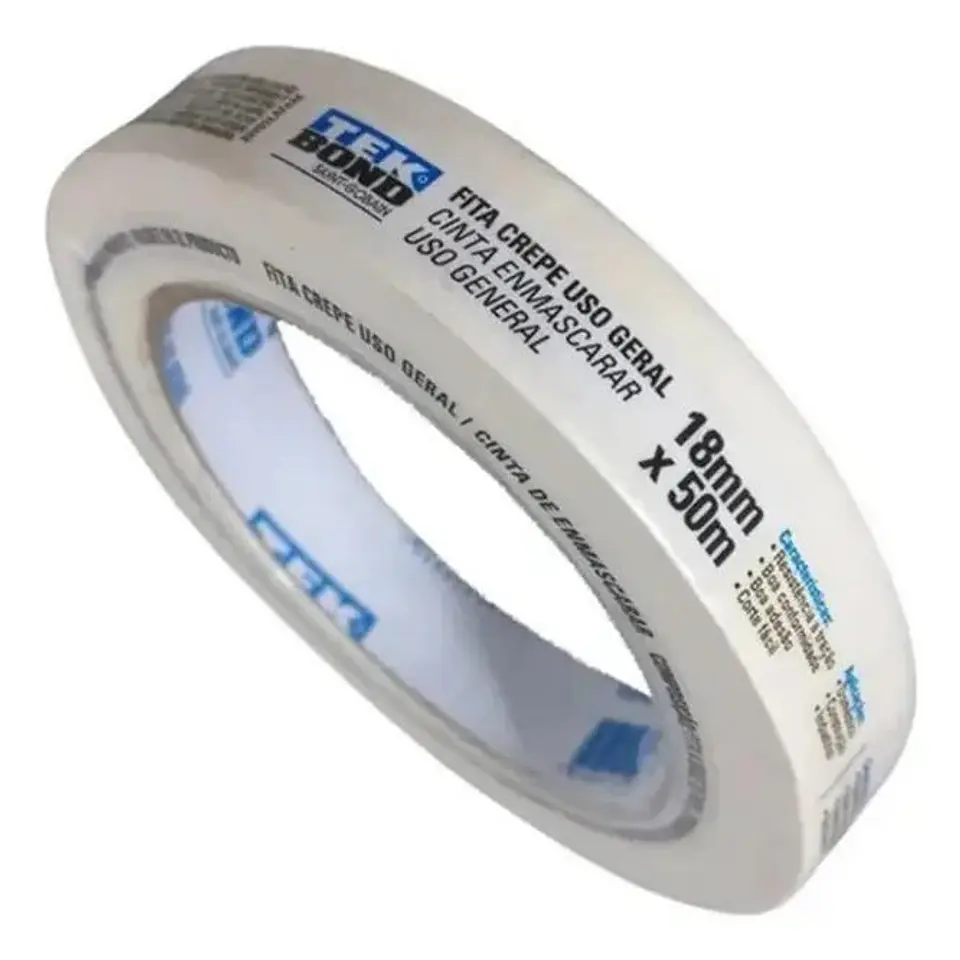 Cinta Adhesiva Crepe Enmascarar Masking Tap 18mm 50m Tekbond Blanco 3