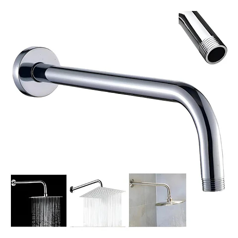 Brazo Para Plato Ducha Cromado Largo 30cm 1/2puLG He Taumm Cromado