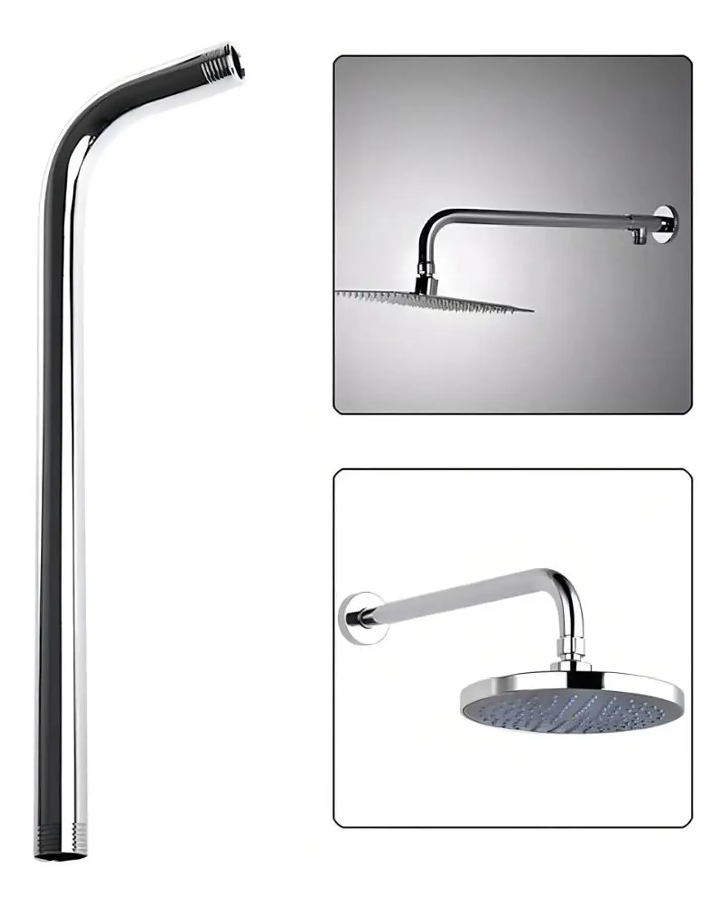 Brazo Para Plato Ducha Cromado Largo 30cm 1/2puLG He Taumm Cromado 2