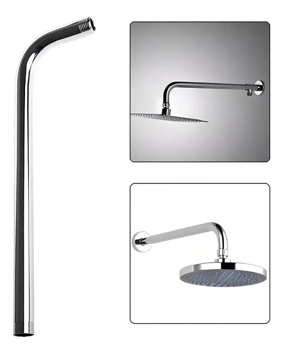 Brazo Para Plato Ducha Cromado Largo 30cm 1/2puLG He Taumm Cromado 2