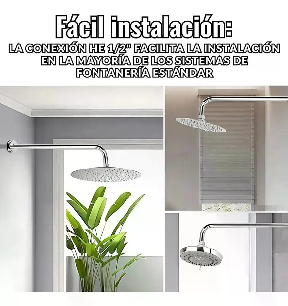 Brazo Para Plato Ducha Cromado Largo 30cm 1/2puLG He Taumm Cromado 6