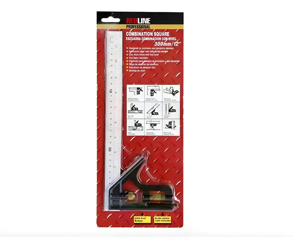Escuadra Combinación Con Nivel 12 P Aluminio Fundido Redline Negro 1