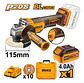 Esmeril Galletera Inalambrico 20v 115mm Ingco Cagli2111561 Naranja - Miniatura 9
