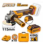 Esmeril Galletera Inalambrico 20v 115mm Ingco Cagli2111561 Naranja - Miniatura 12