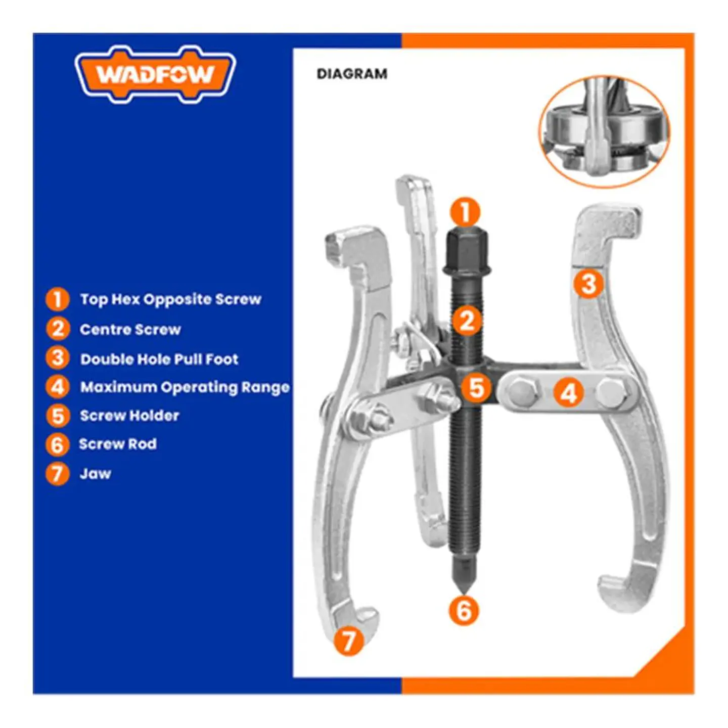 Extractor De Polea Rodamiento 3 Patas 4 PuLG Wadfow Cojinete 6