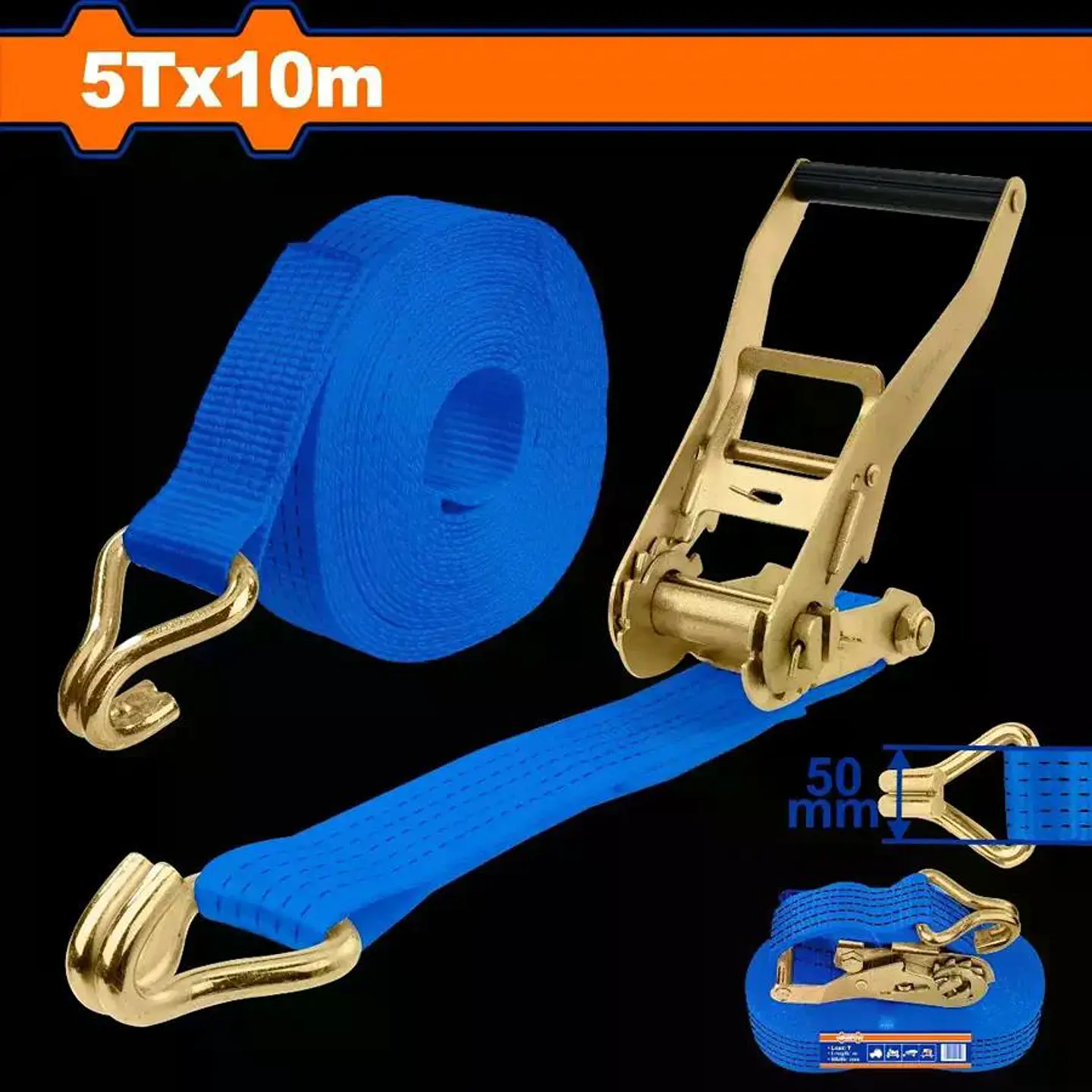 Eslinga Con Trinquete 50mmx10m 5 Toneladas Wadfow Wrt13510 Azul Azul 2