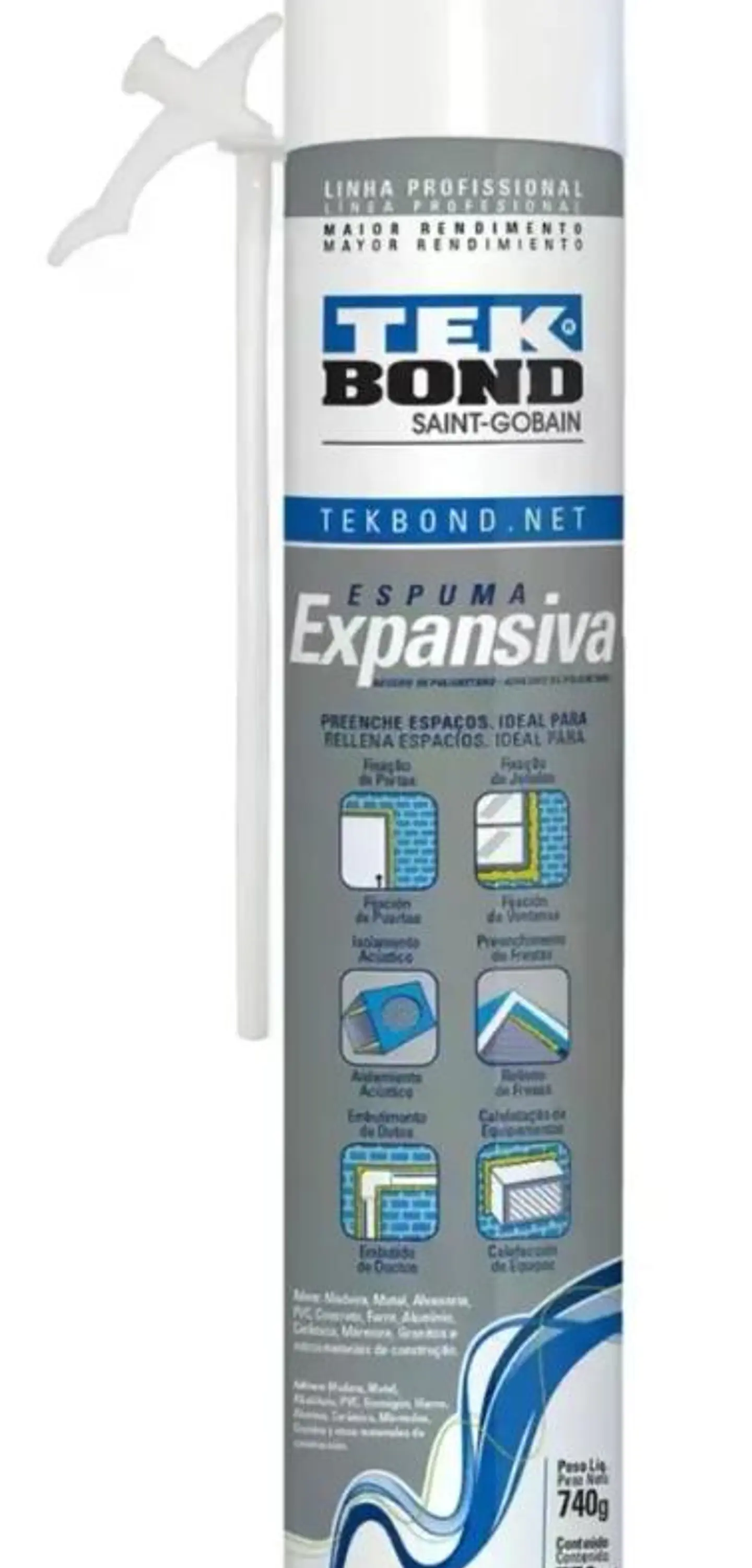 Espuma Expansiva Pu Tekbond 740 G / 750 Ml Uso Profesional 2