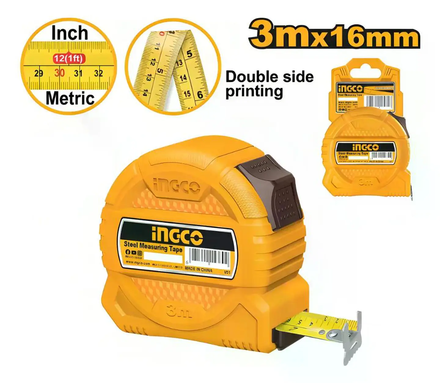 Huincha De Medir Cinta Metrica 3 M X 16mm Ingco Hsmt39316 2
