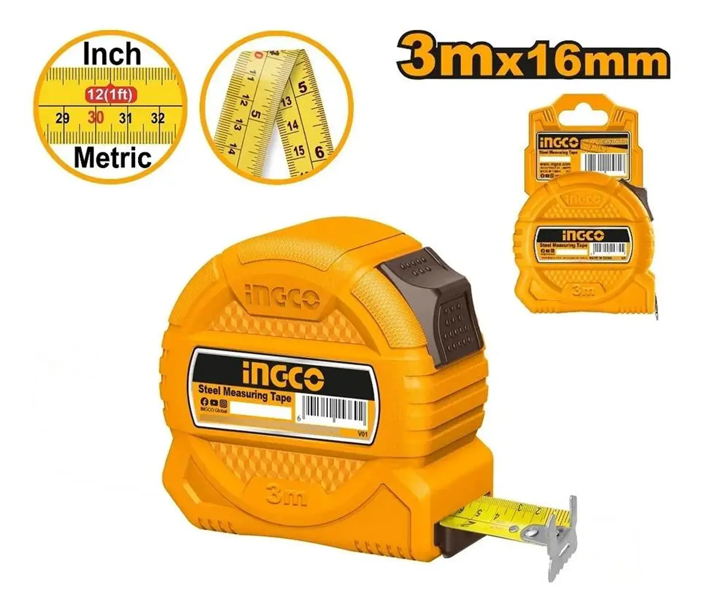 Huincha De Medir Cinta Metrica 3 M X 16mm Ingco Hsmt39316 9